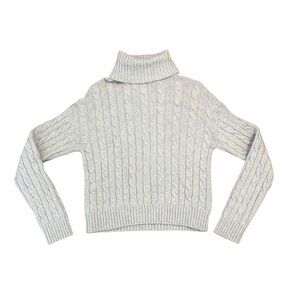 Aritzia Sweater Silverstone Turtleneck Merino Wool Cable Knit Grey Sunday Best S
